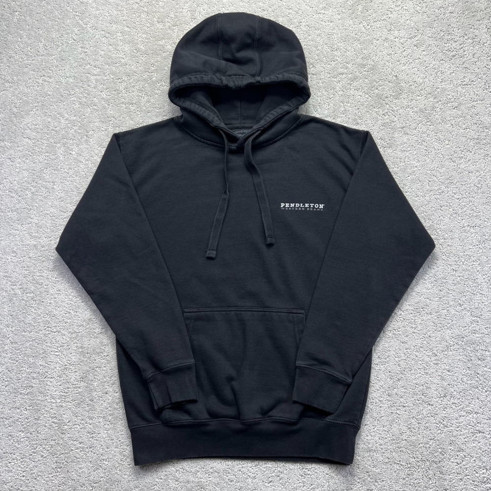 Pendleton Hoodie Mens Medium Black Western Brand Graphic Southwestern Back Print